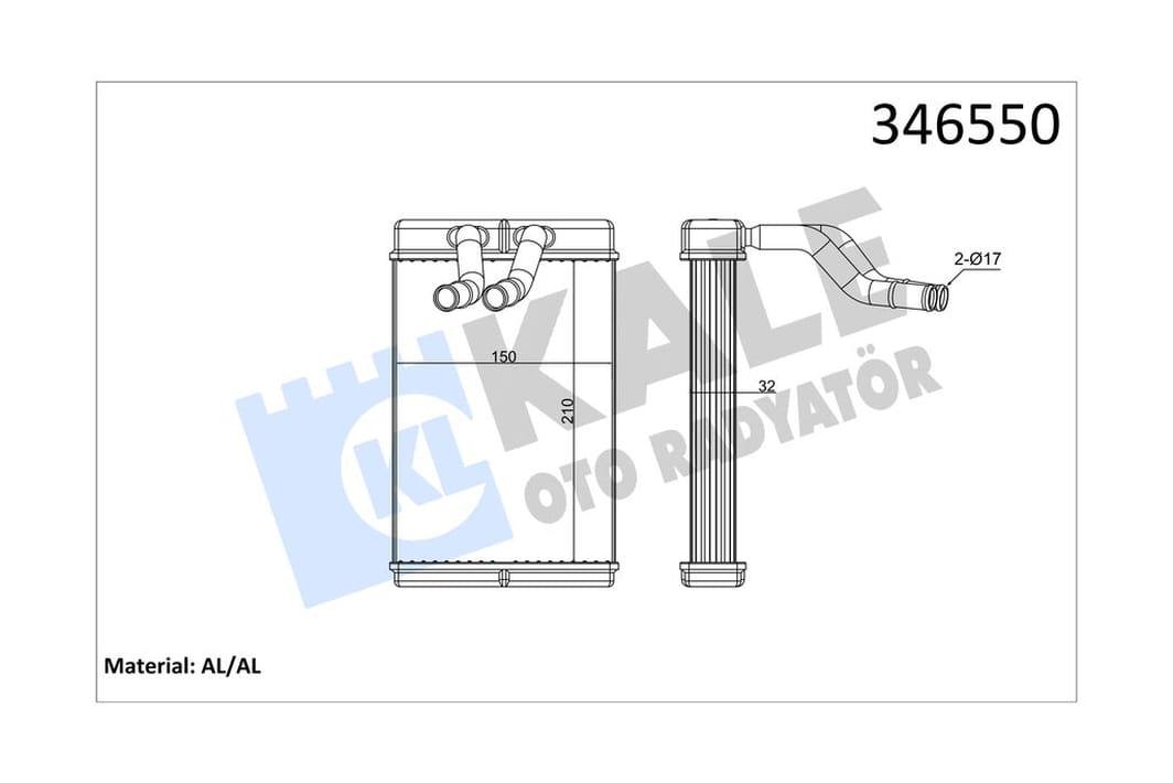 Радиатор отопителя Hyundai H-1, H-1, Starex Heater (346550) KALE OTO RADYATOR
